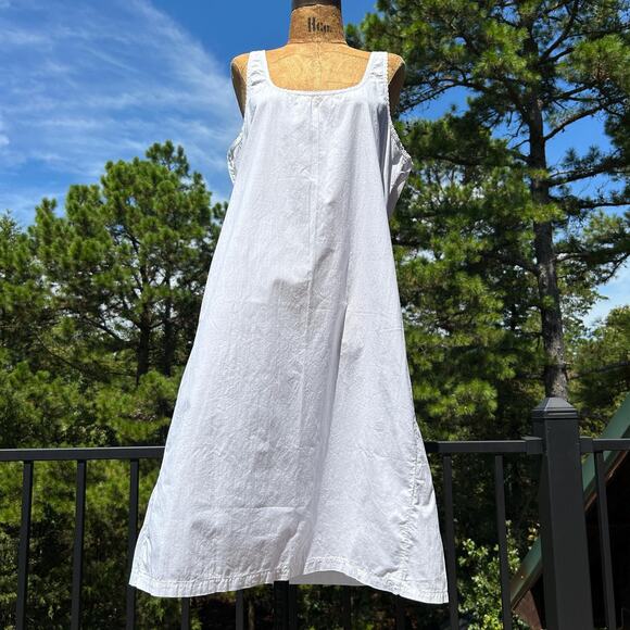 Vintage 40s/50s Sanforized Cotton Scalloped Minimalist Loungewear Slip Dress M L - Picture 1 of 5